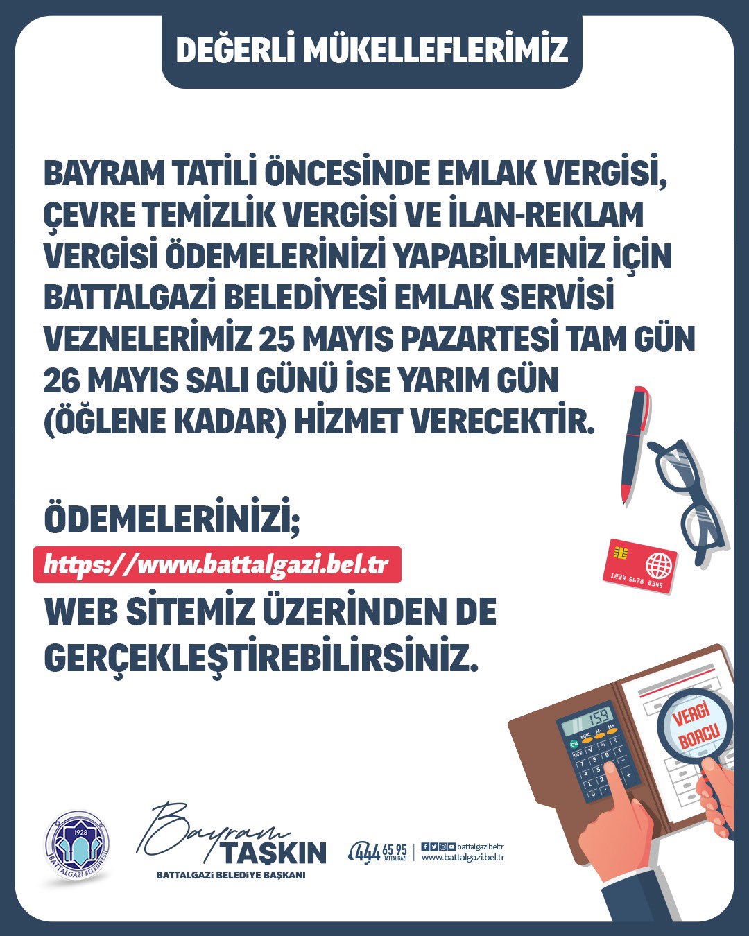 BATTALGAZİ BELEDİYESİ’NDEN BAYRAM ÖNCESİ VEZNE DÜZENLEMESİ